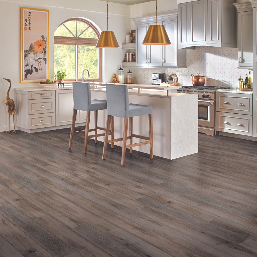 Luxury vinyl plank flooring in a kitchen.