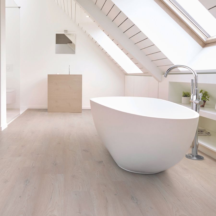 Luxury vinyl floors in a bathroom.