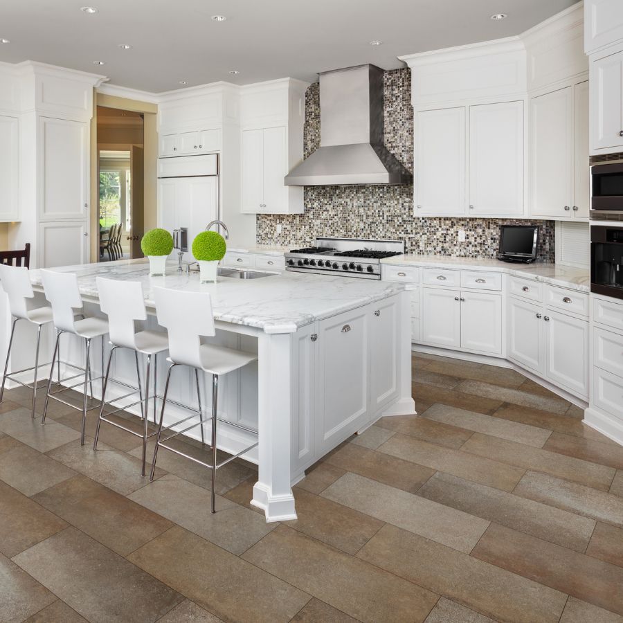 Wood-look tile in a kitchen